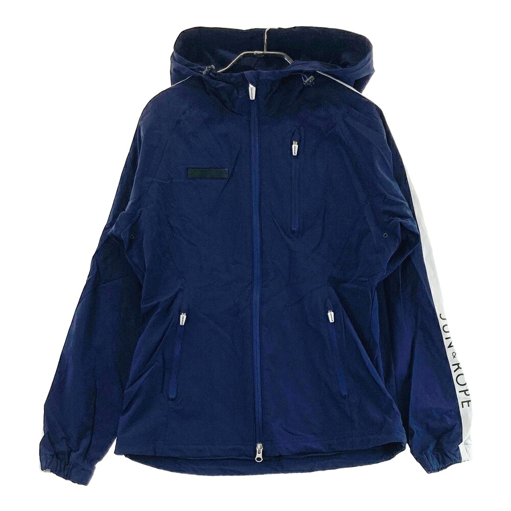 JUN&ROPE ジュン アンド ロペ 裏メッシュナイロンジップパーカー ネイビー系 L 【中古】ゴルフウェア レディース