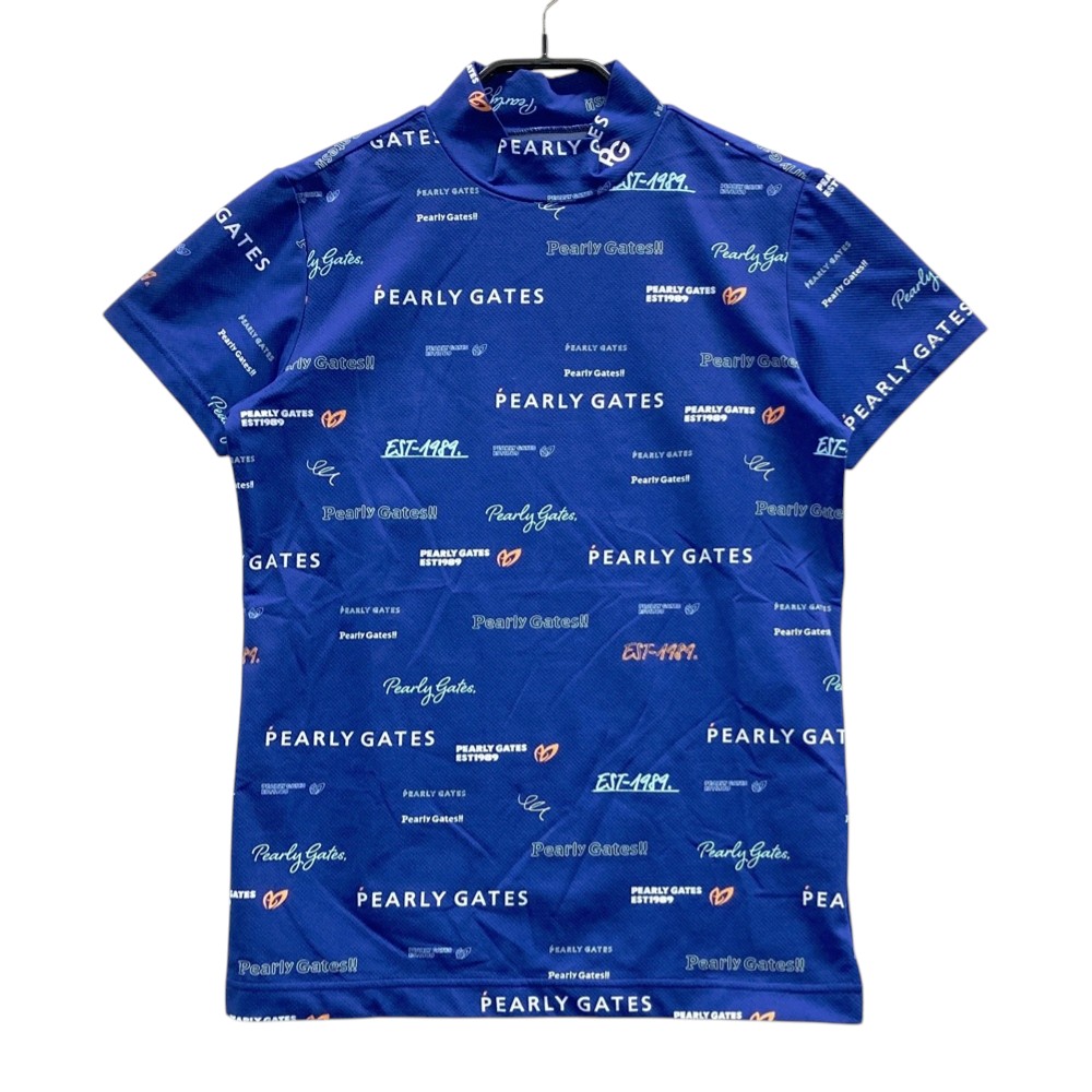 PEARLY GATES パーリーゲイツ 2024年 半袖ハイネックTシャツ 総柄 ブルー系 1 【中古】ゴルフウェア レディース