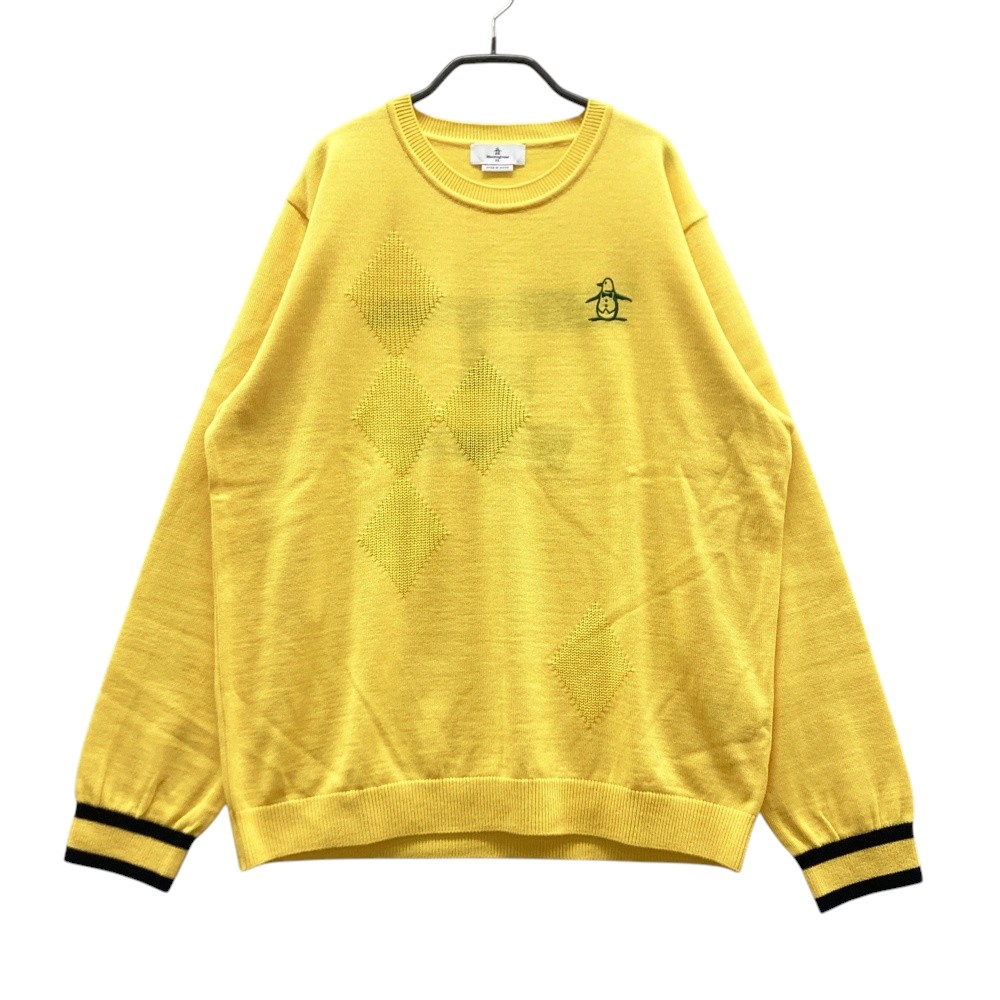 MUNSING WEAR マンシングウェア 2024年模範例 長袖 編み物スウェーター アーガイル柄 黄色系 3L 【中古】ゴルフ御召しもの レディース