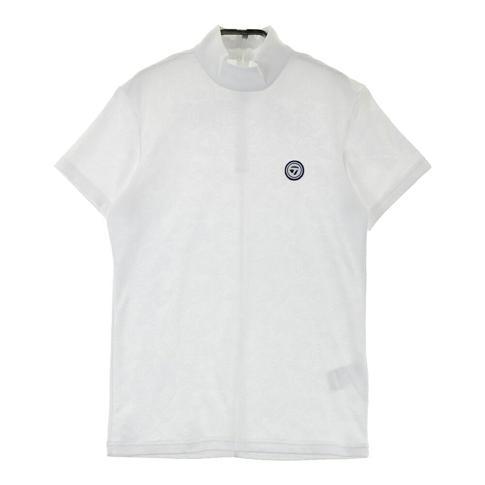 TAYLOR MADE テーラーメイド ハイネック 半袖Tシャツ ワッペン 花 総柄 ホワイト系 M 【中古】ゴルフウェア レディース