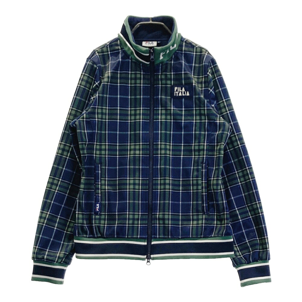 FILA GOLF フィラゴルフ ジャケット チェック ネイビー系 L 【中古】ゴルフウェア レディース