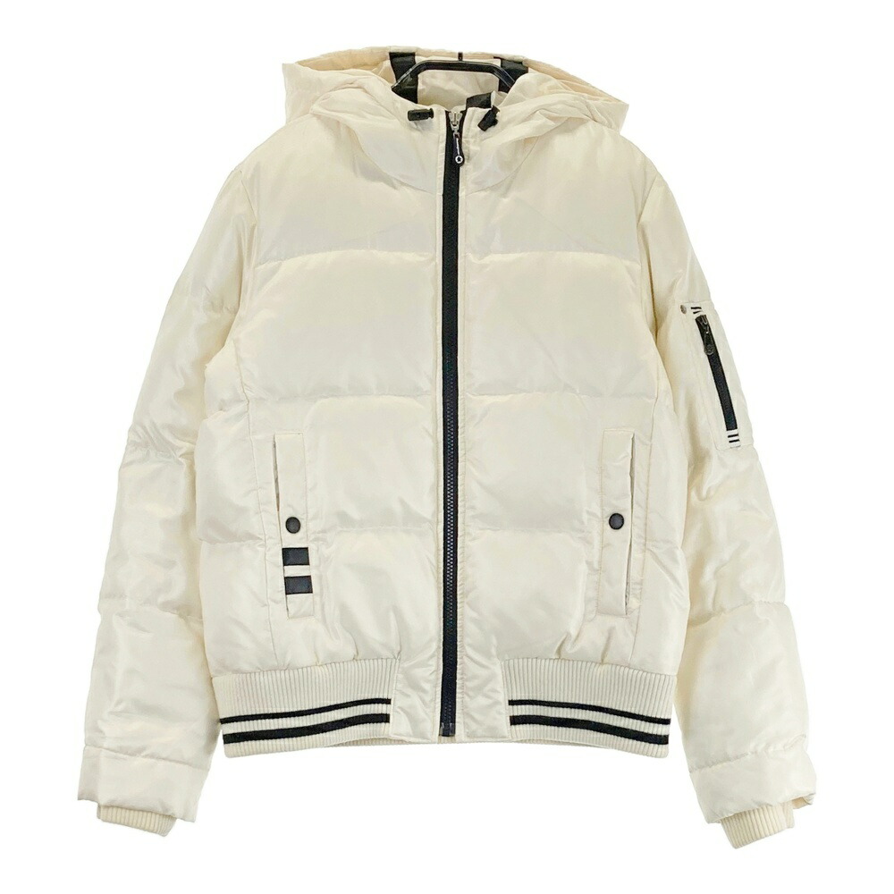 MUNSING WEAR マンシングウェア フード付 長袖ジップダウンジャケット ホワイト系 M 【中古】ゴルフウェア レディース