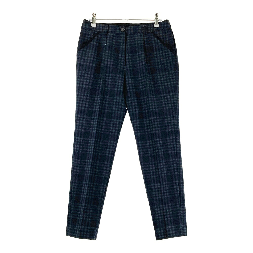 LANVIN SPORT ランバン スポール ロングパンツ チェック柄 ネイビー系 38 【中古】ゴルフウェア レディース