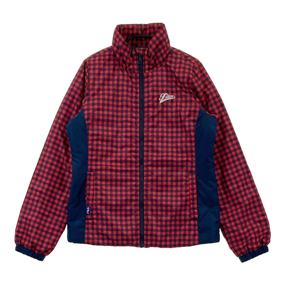 FILA GOLF フィラゴルフ 中綿ジップジャケット チェック柄 レッド系 M 【中古】ゴルフウェア レディース