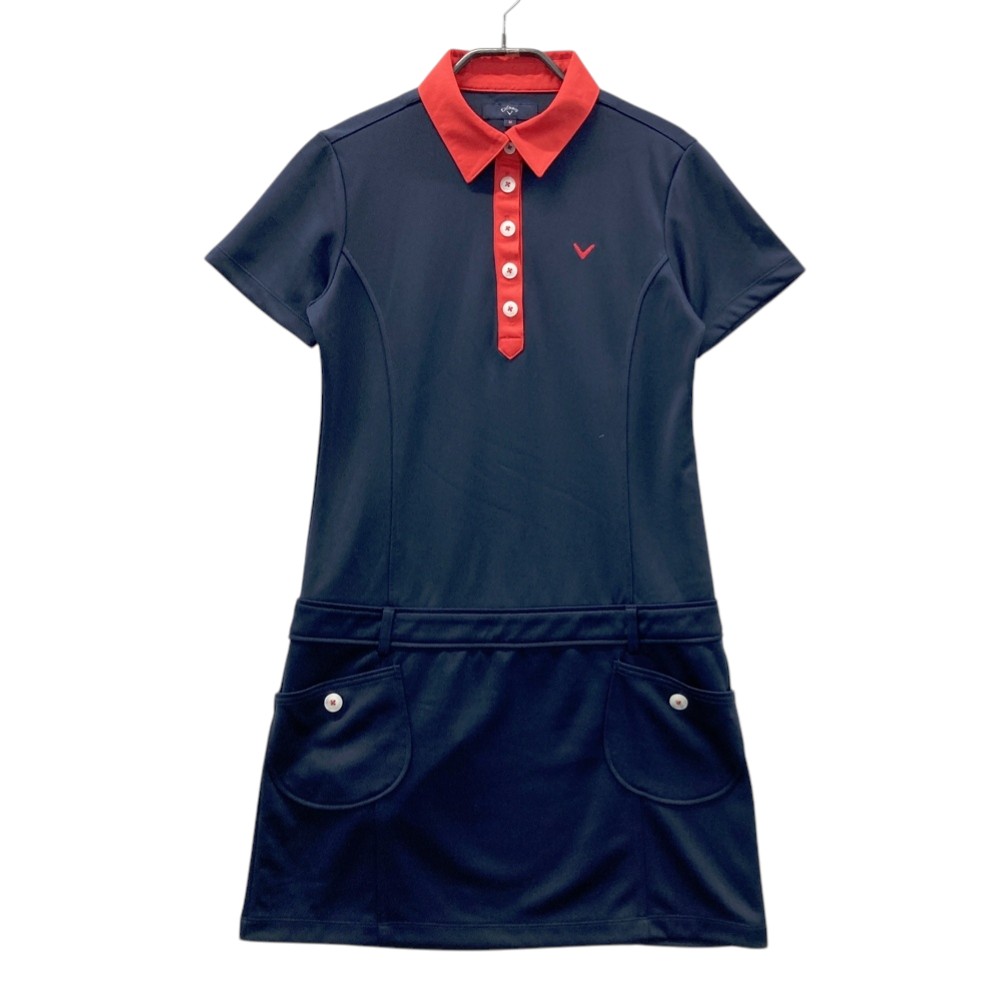 CALLAWAY キャロウェイ バイカラー 半袖 ポロワンピース ネイビー系 M 【中古】ゴルフウェア レディース