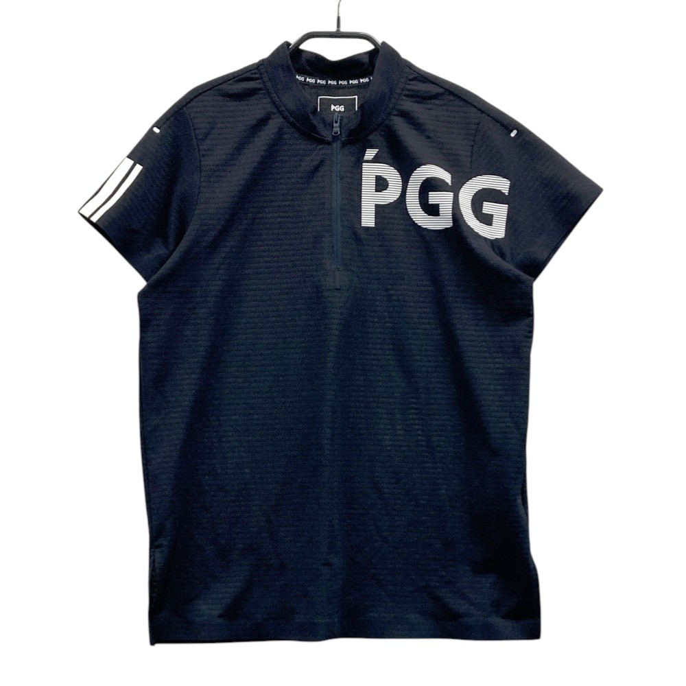 PGG PEARLY GATES パーリーゲイツ ハーフジップ 半袖Tシャツ ネイビー系 0 【中古】ゴルフウェア レディース
