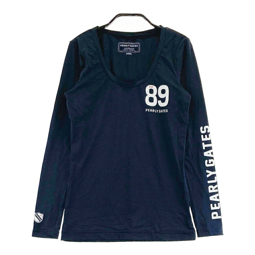 PEARLY GATES パーリーゲイツ 長袖Tシャツ ネイビー系 0 【中古】ゴルフウェア レディース