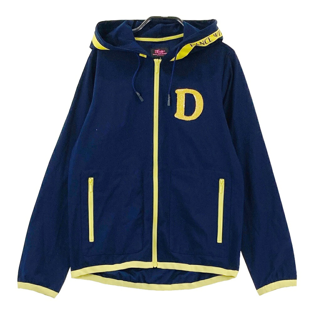 DANCE WITH DRAGON ダンスウィズドラゴン フード付 ジップジャケット スパンコール ネイビー系 2 【中古】ゴルフウェア レディース｜中古ゴルフウェア通販STST