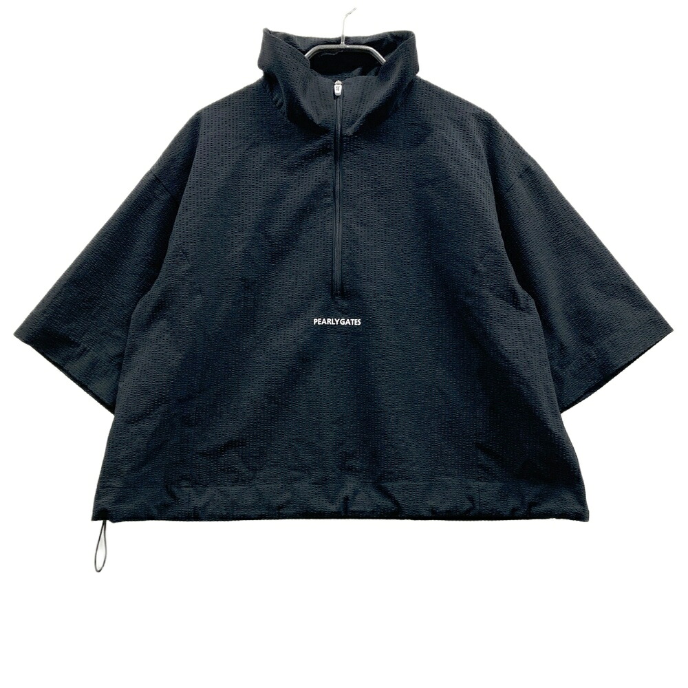 PEARLY GATES パーリーゲイツ 2025年モデル ハーフジップ 半袖Tシャツ シアサッカー ブラック系 1 【中古】ゴルフウェア レディース