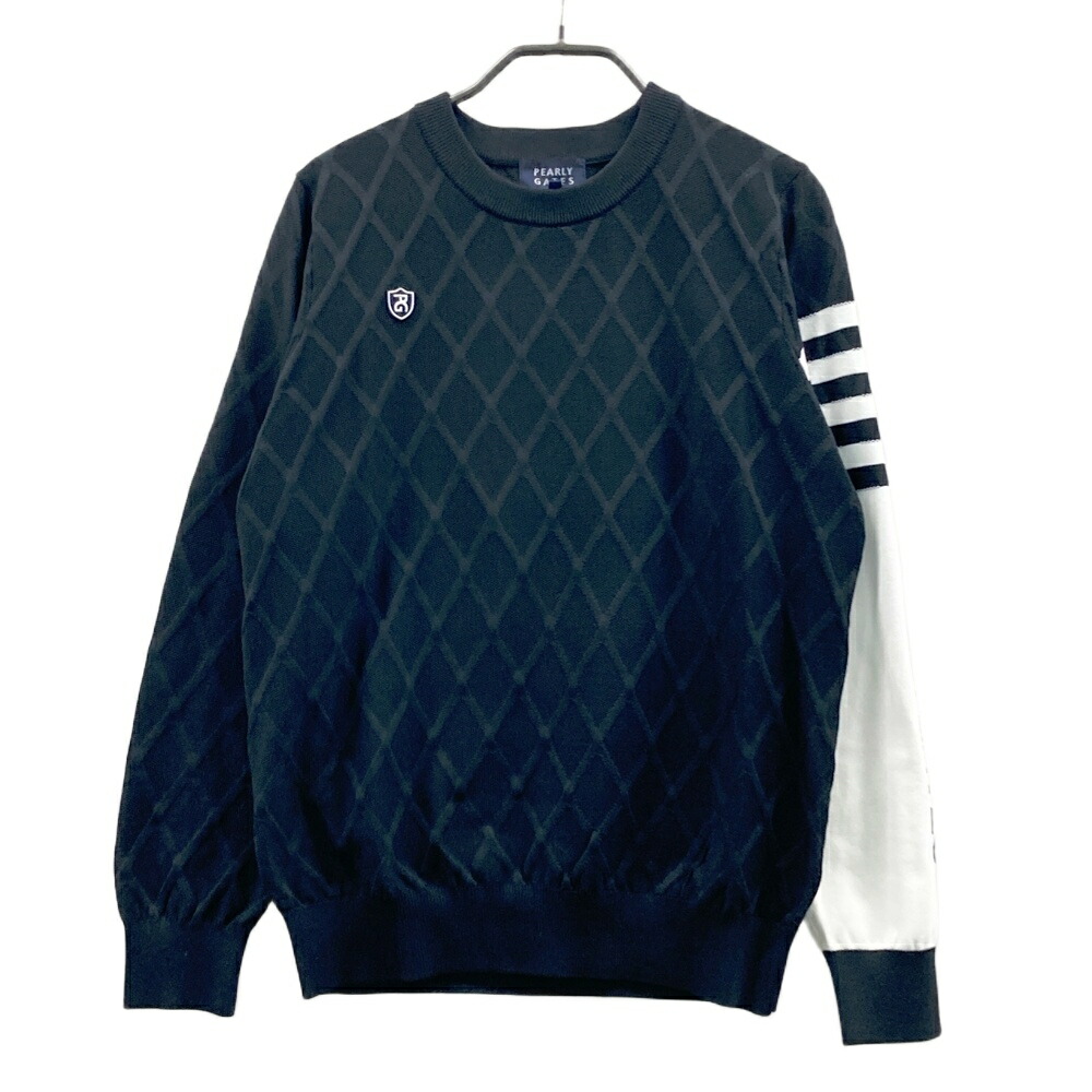 PEARLY GATES パーリーゲイツ  長袖 編み物スウェーター 金剛石柄 黒いこと系 1 【中古】ゴルフ御召しもの レディース