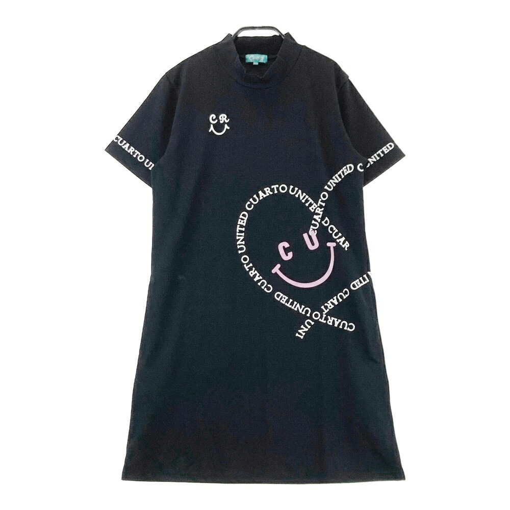 CUARTO UNITED クアルトユナイテッド モックネック 半袖ワンピース ブラック系 L 【中古】ゴルフウェア レディース