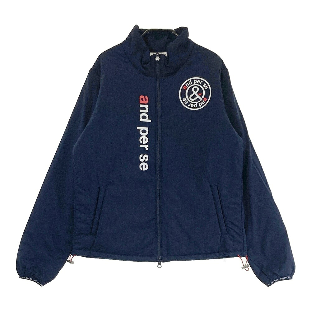 AND PER SE アンパスィ 中綿 長袖ジップジャケット ネイビー系 L 【中古】ゴルフウェア レディース