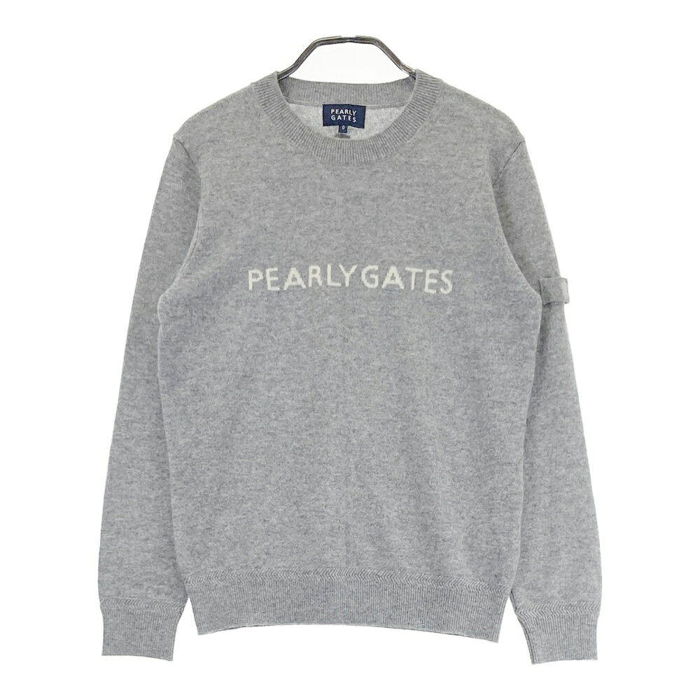 PEARLY GATES パーリーゲイツ  カシミール混 編み物スウェーター  薄墨色系 0 【中古】ゴルフ御召しもの レディース