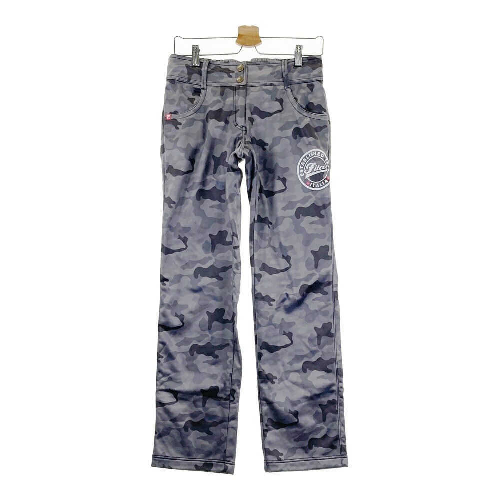 FILA GOLF フィラゴルフ ロングパンツ 裏起毛 カモフラ柄 グレー系 LL 【中古】ゴルフウェア レディース