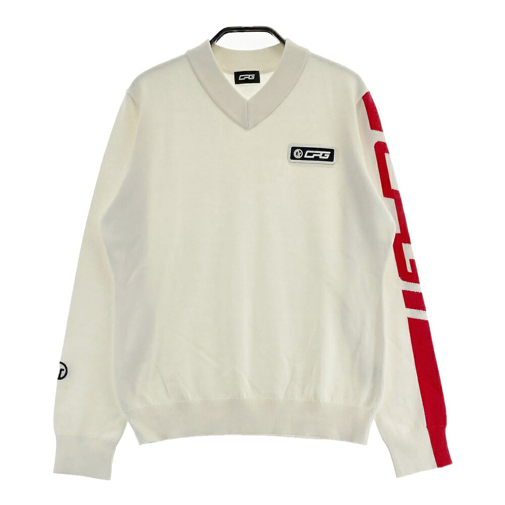 CPG GOLF シーピージーゴルフ  Vネックニットセーター  白いこと系 3 【中古】ゴルフ御召しもの レディース