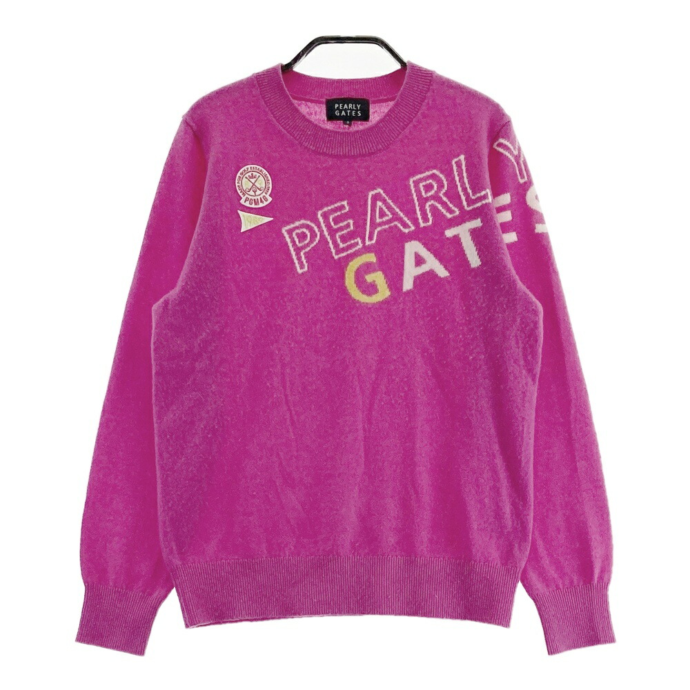 PEARLY GATES パーリーゲイツ  カシミール 長袖編み物スウェーター  サクラ色系 0 【中古】ゴルフ御召しもの レディース