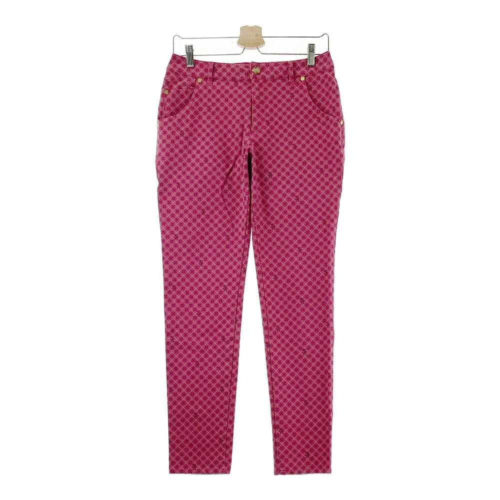 ST ANDREWS セントアンドリュース ストレッチパンツ 総柄 ピンク系 M 【中古】ゴルフウェア レディース
