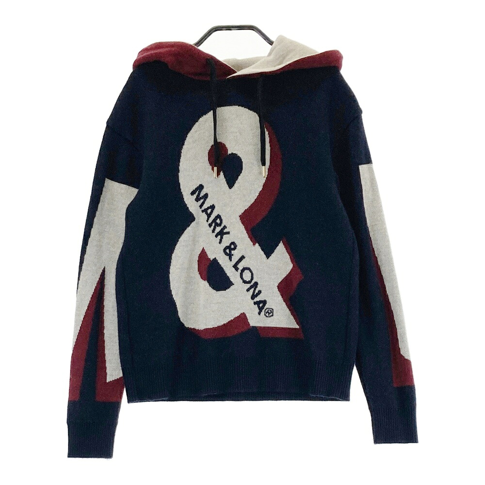 MARK\u0026LONA マークアンドロナ 15周年模範例 羊毛混 編み物パーカー AND Knit Hoodie  米国海軍系 36 【中古】ゴルフ御召しもの レディース