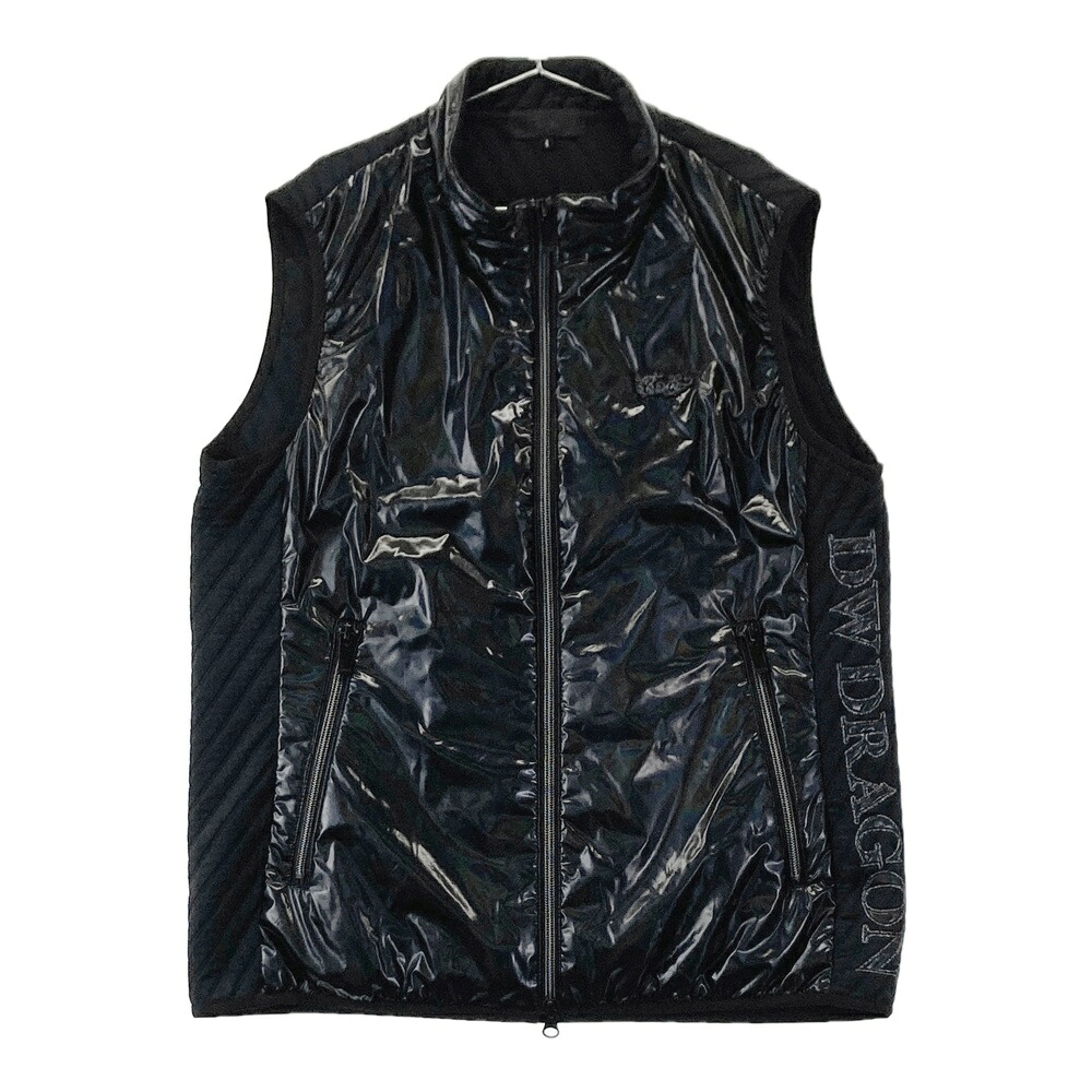 DANCE WITH DRAGON ダンスウィズドラゴン 中綿切替 ジップベスト ブラック系 4 【中古】ゴルフウェア レディース