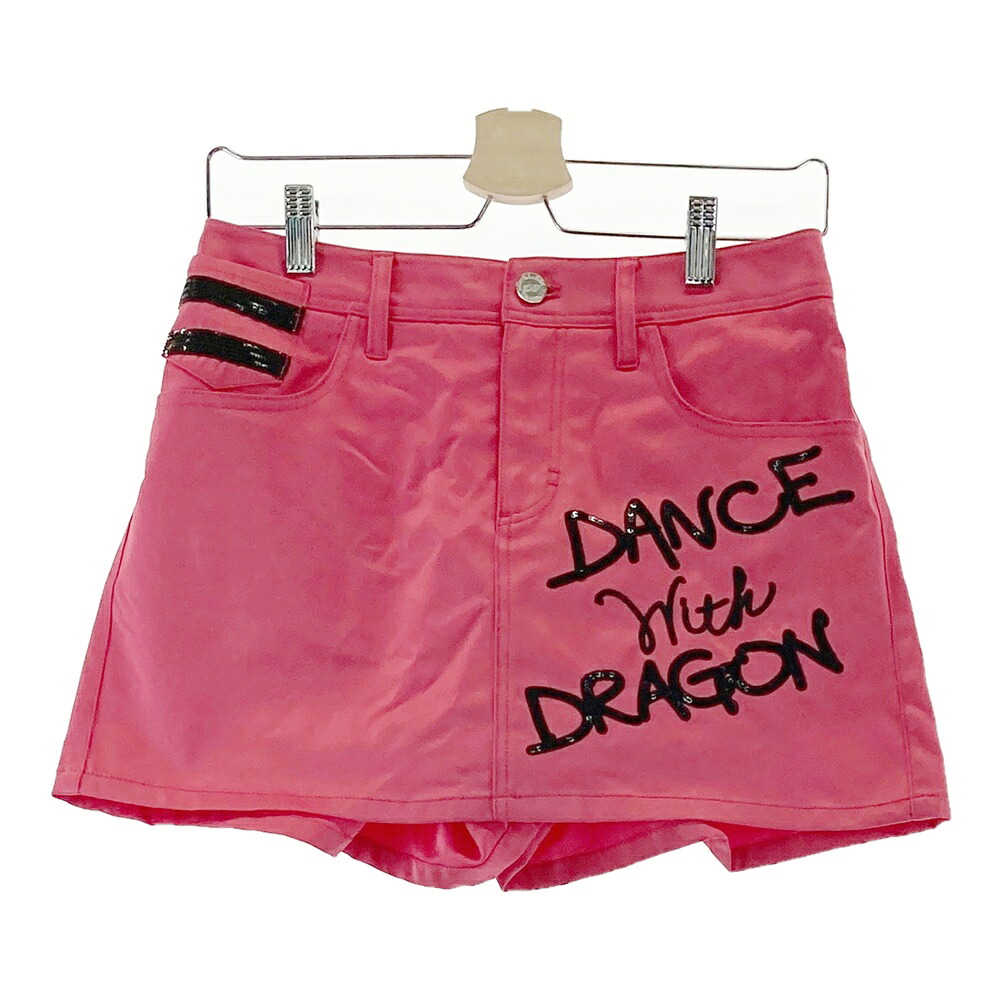 DANCE WITH DRAGON ダンスウィズドラゴン キュロットスカート スパンコール ピンク系 2 【中古】ゴルフウェア レディース