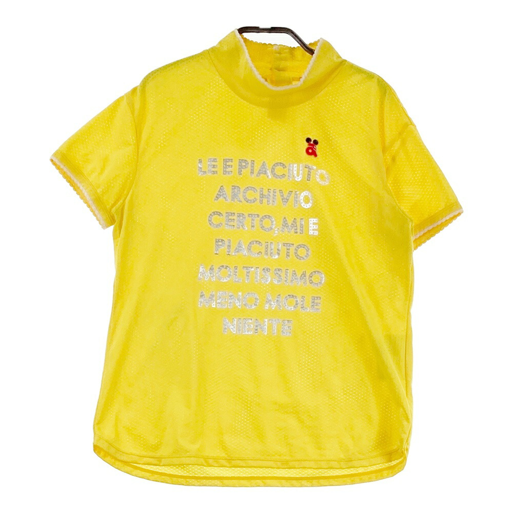 ARCHIVIO アルチビオ ハイネック 半袖Tシャツ メッシュ イエロー系 38 【中古】ゴルフウェア レディース