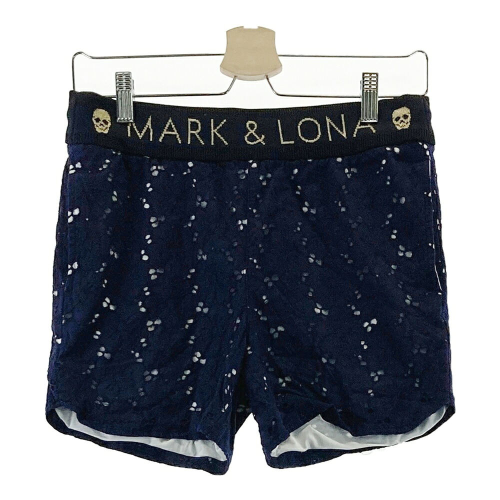 MARK&LONA マークアンドロナ ショートパンツ レース 花柄 ネイビー系 M 【中古】ゴルフウェア レディース