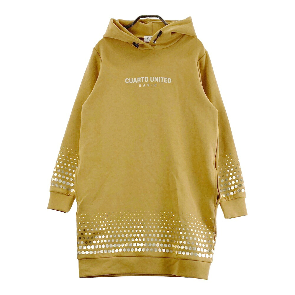 CUARTO UNITED クアルトユナイテッド BASIC フード付き スウェットワンピース キャメル ドット柄 ブラウン系 M 【中古】ゴルフウェア レディース