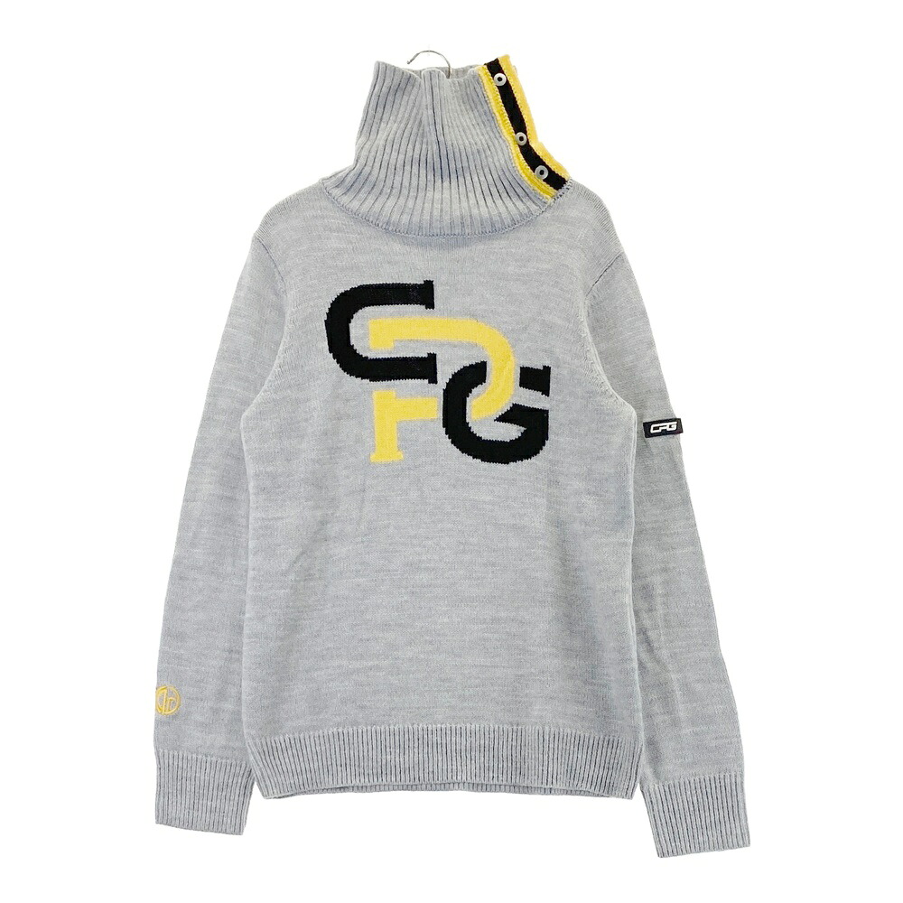 CPG GOLF シーピージーゴルフ  羊毛混 長袖編み物スウェーター  薄墨色系 2 【中古】ゴルフ御召しもの レディース