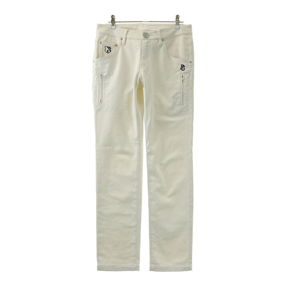 PEARLY GATES パーリーゲイツ ストレッチパンツ ホワイト系 1 【中古】ゴルフウェア レディース