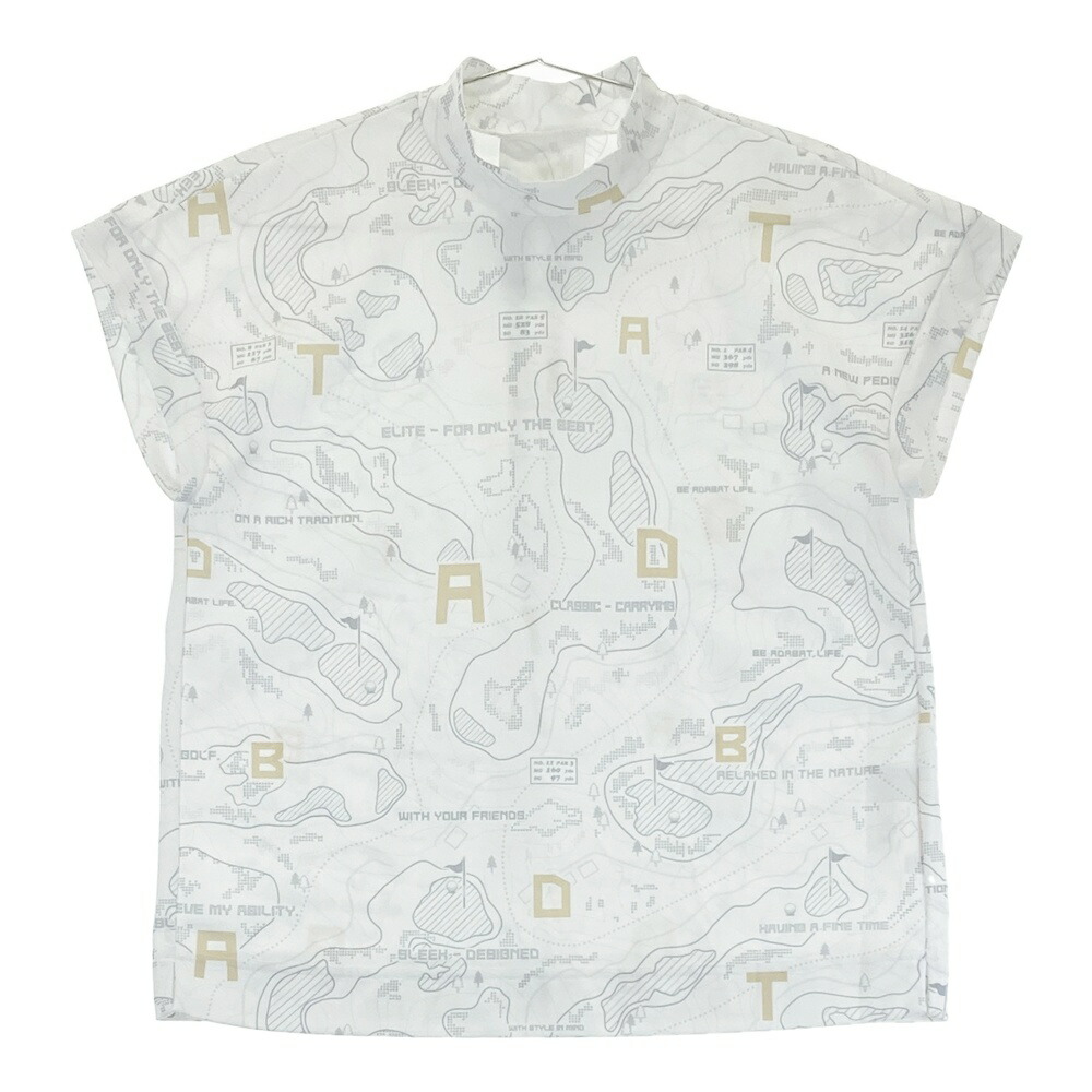 ADABAT アダバット 半袖ハイネックTシャツ 総柄 ホワイト系 40 【中古】ゴルフウェア レディース