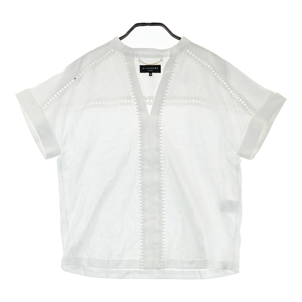 ST ANDREWS セントアンドリュース 半袖シャツ スキッパー ホワイト系 M 【中古】ゴルフウェア レディース