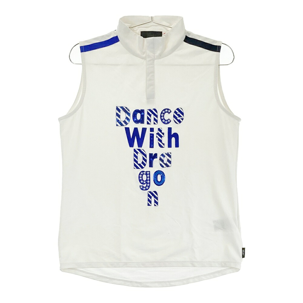 DANCE WITH DRAGON ダンスウィズドラゴン ハイネック ノースリーブシャツ ホワイト系 3 【中古】ゴルフウェア レディース