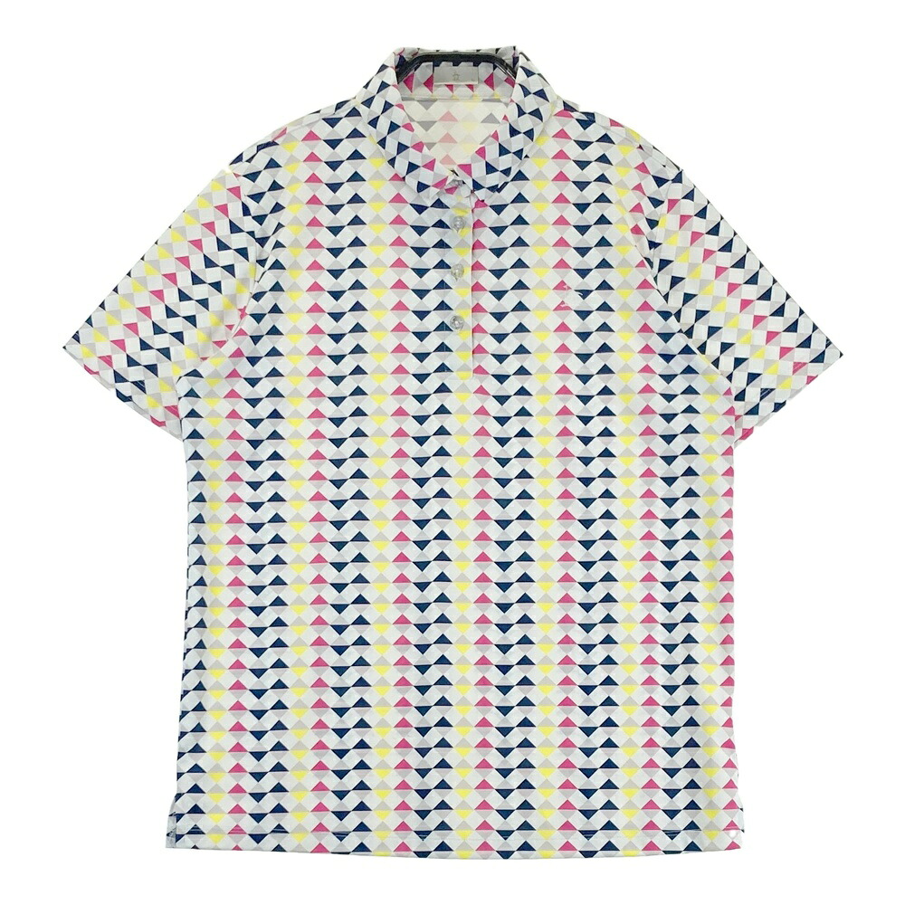 MUNSING WEAR マンシングウェア 半袖ポロシャツ 総柄 ホワイト系 LL 【中古】ゴルフウェア レディース