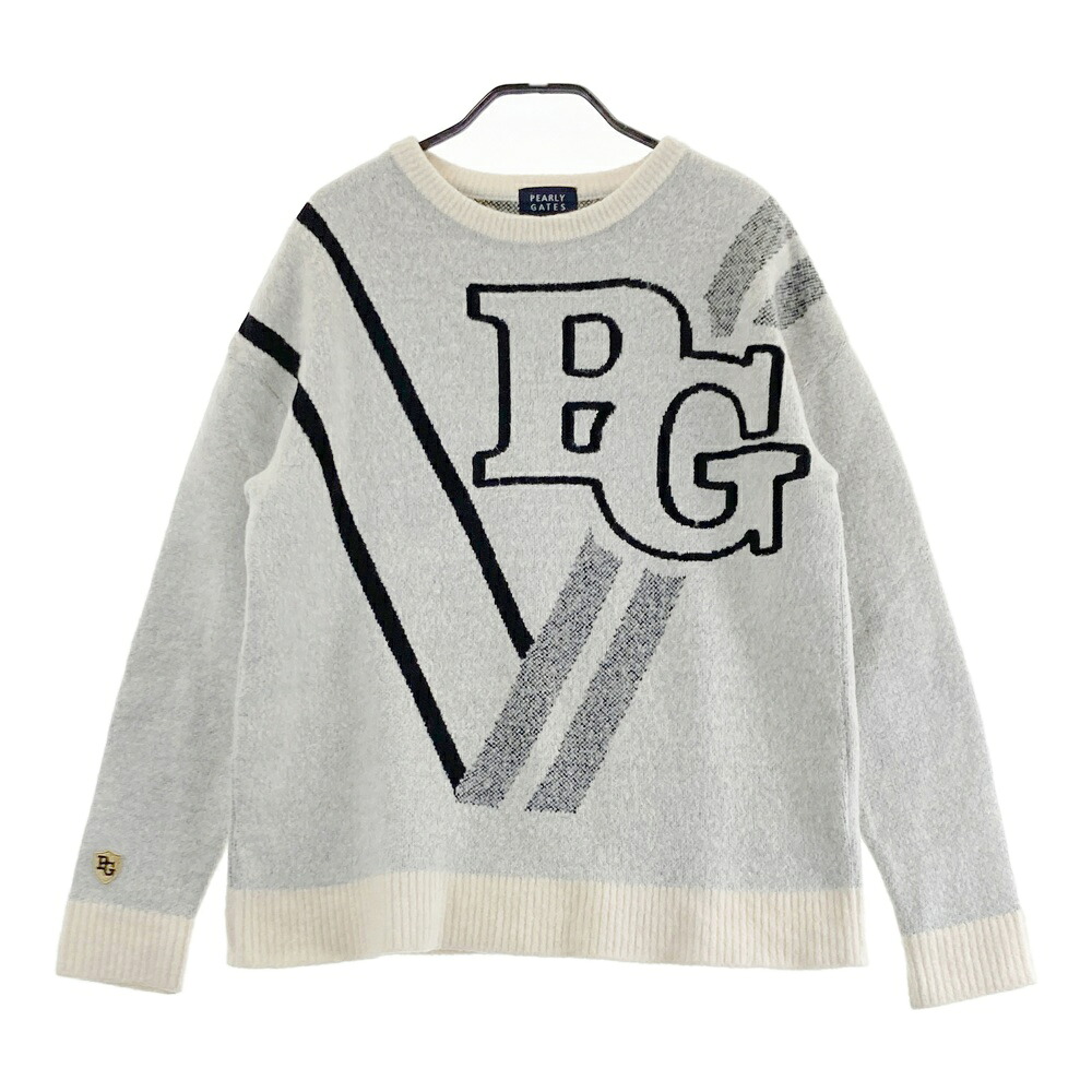 PEARLY GATES パーリーゲイツ  編み物スウェーター  白いこと系 1 【中古】ゴルフ御召しもの レディース