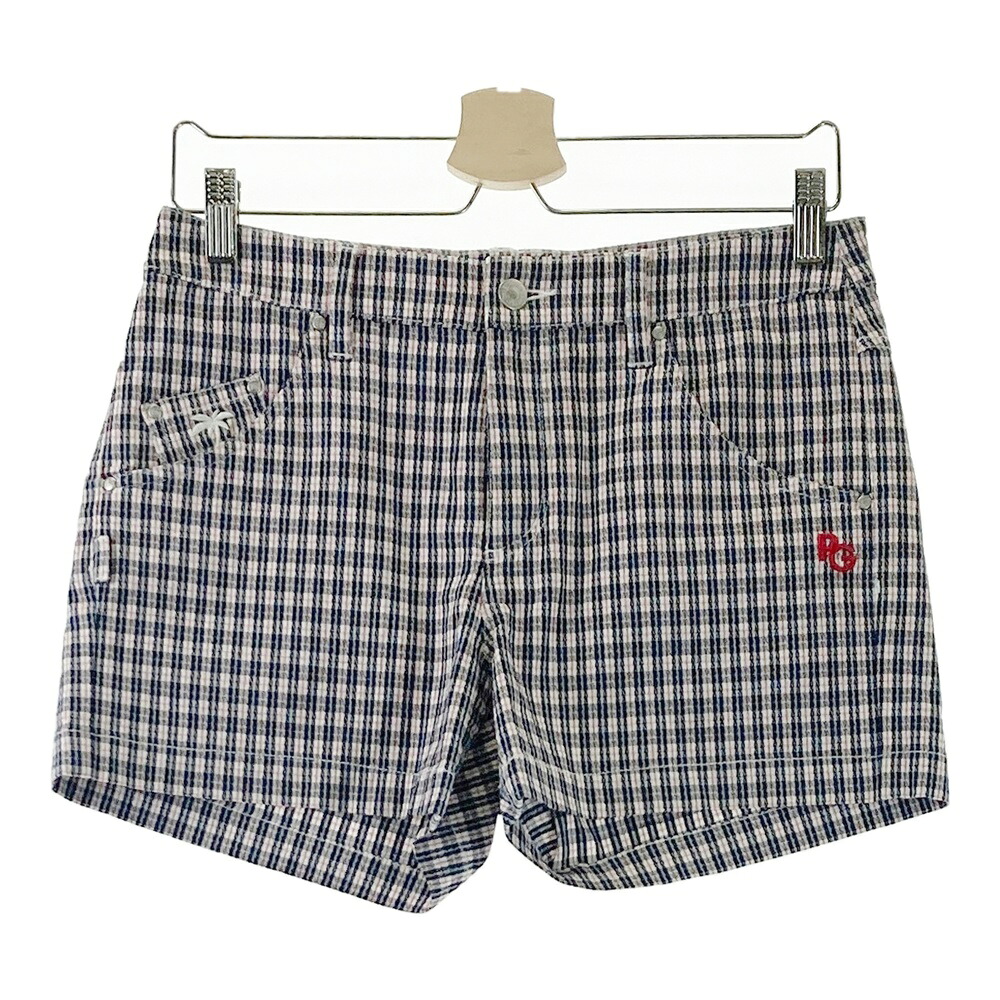 PEARLY GATES パーリーゲイツ ショートパンツ チェック柄 ネイビー系 1 【中古】ゴルフウェア レディース