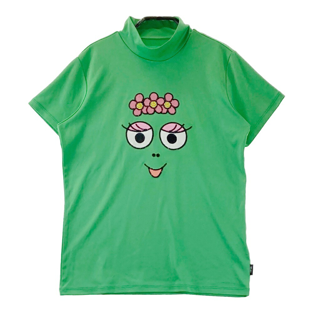 DANCE WITH DRAGON ダンスウィズドラゴン バーバパパ 半袖モックネックTシャツ グリーン系 2 【中古】ゴルフウェア レディース