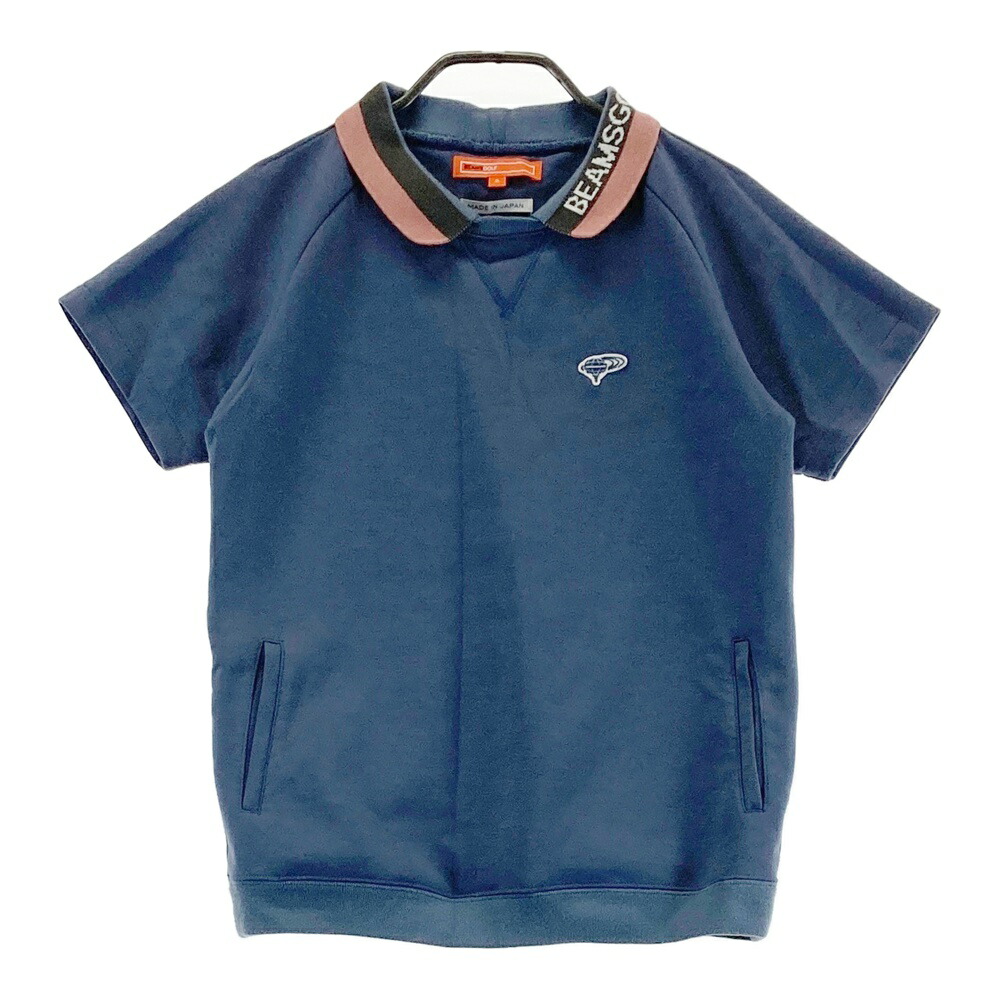 BEAMS GOLF ビームスゴルフ 襟付 半袖プルオーバー ネイビー系 S 【中古】ゴルフウェア レディース