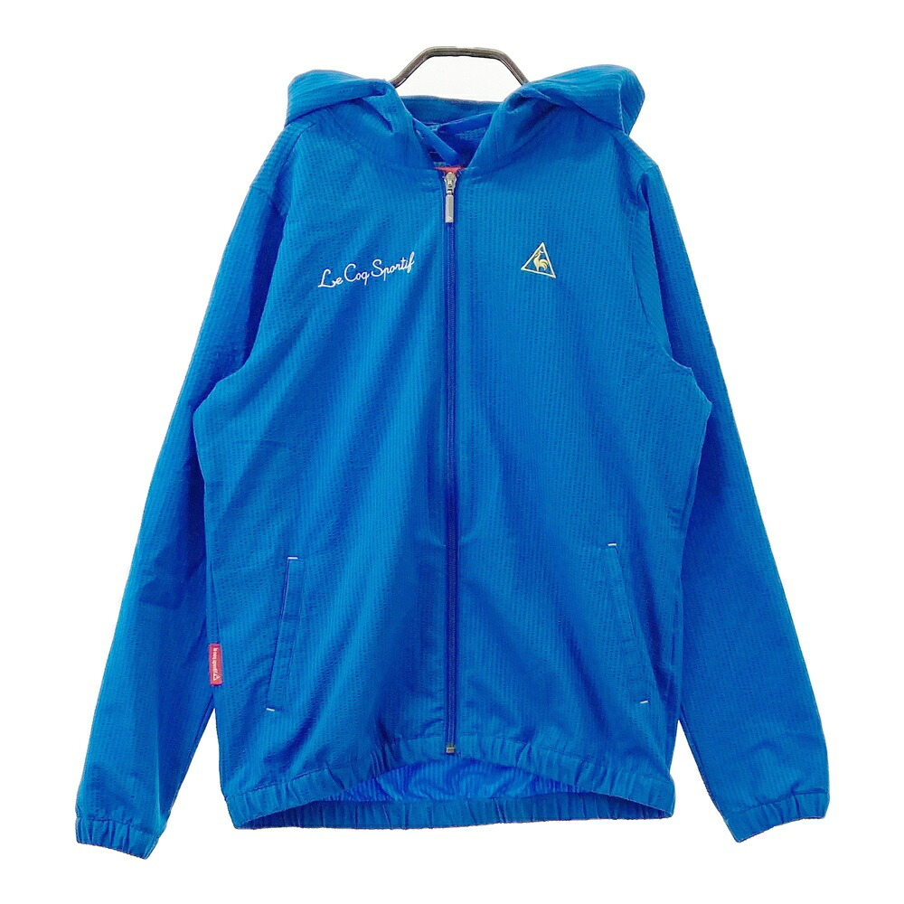 LE COQ GOLF ルコックゴルフ ジップ 長袖ジャケット シアサッカー ブルー系 L 【中古】ゴルフウェア レディース