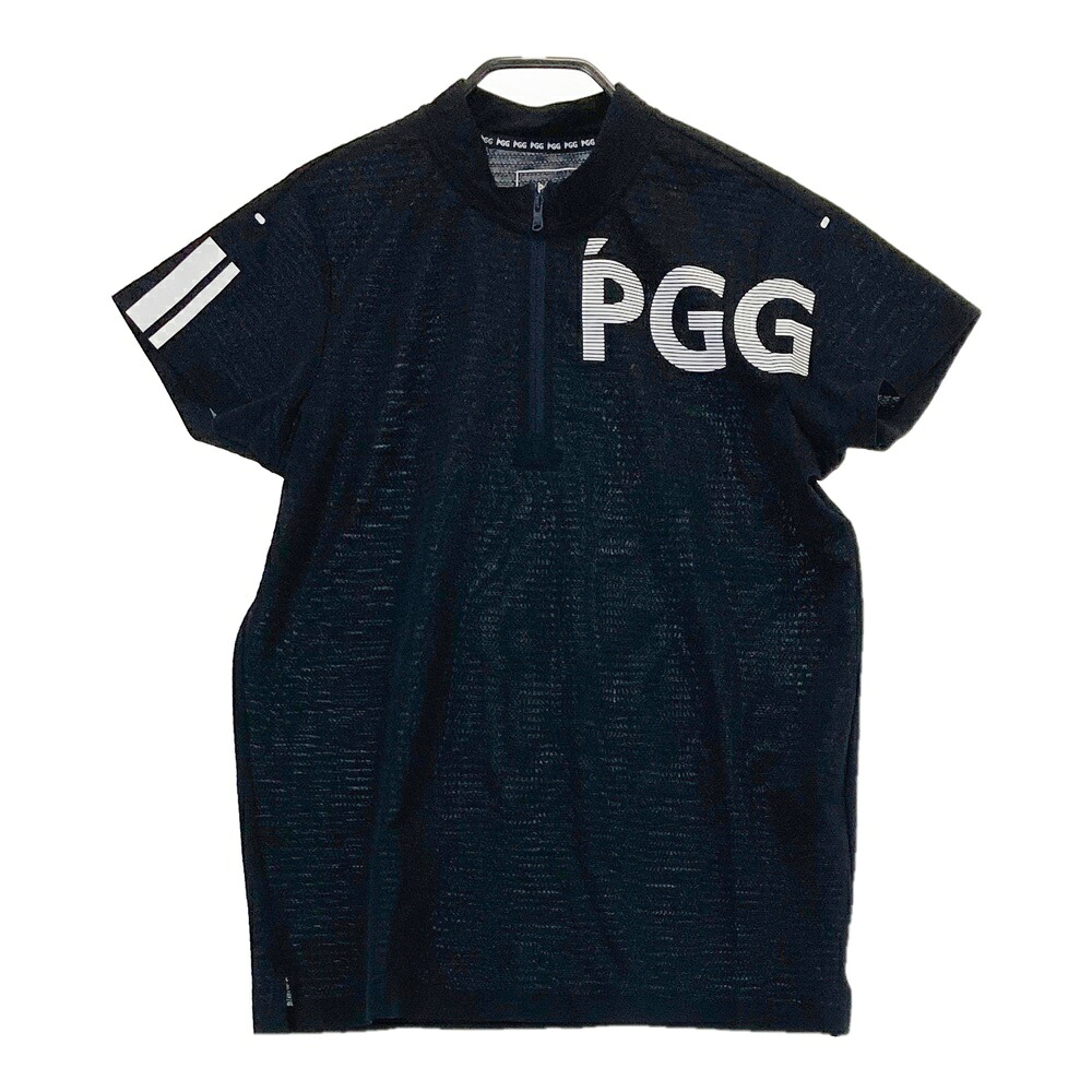 PGG PEARLY GATES パーリーゲイツ 2023年 半袖ハーフジップTシャツ ネイビー系 0 【中古】ゴルフウェア レディース
