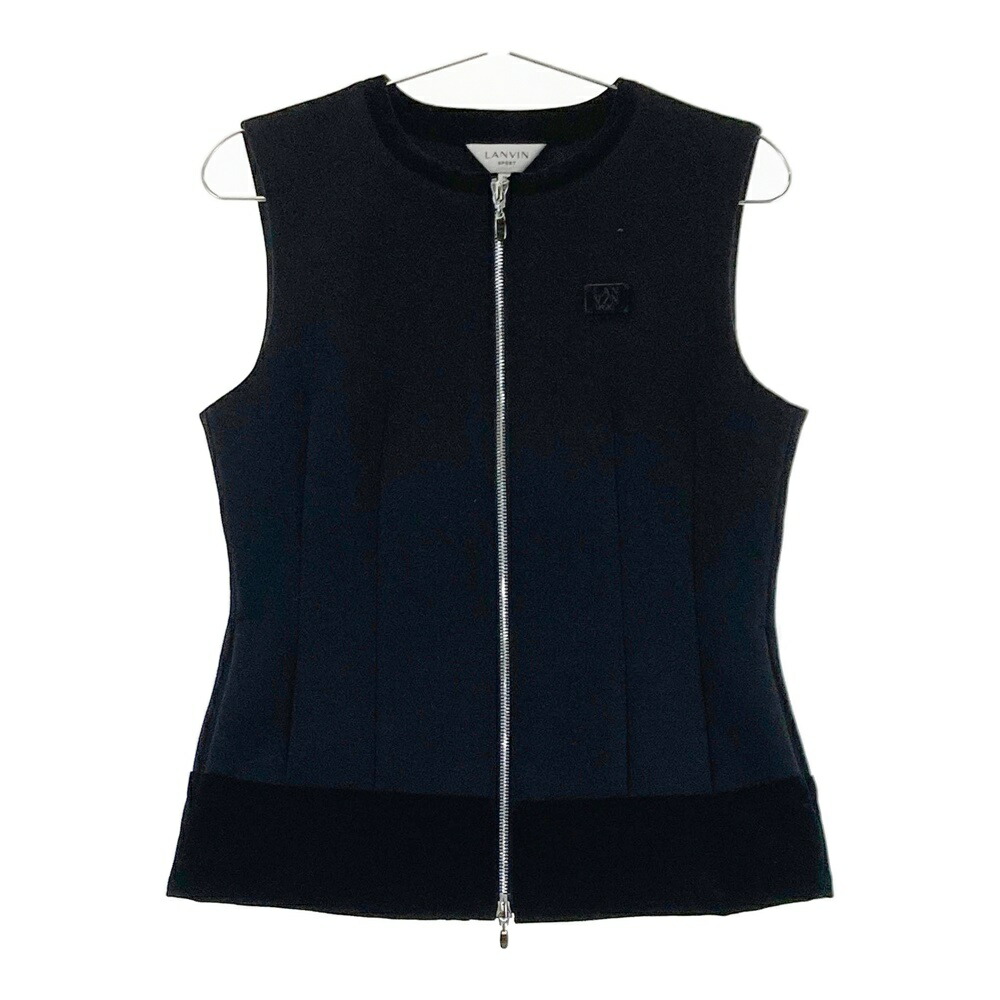 LANVIN SPORT ランバン スポール ダンボールニット ジップベスト ベロア ブラック系 36 【中古】ゴルフウェア レディース 8,910円