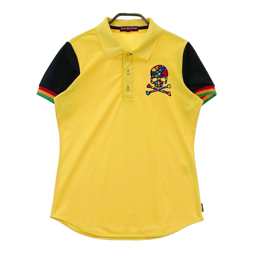 DANCE WITH DRAGON ダンスウィズドラゴン 半袖ポロシャツ イエロー系 3 【中古】ゴルフウェア レディース