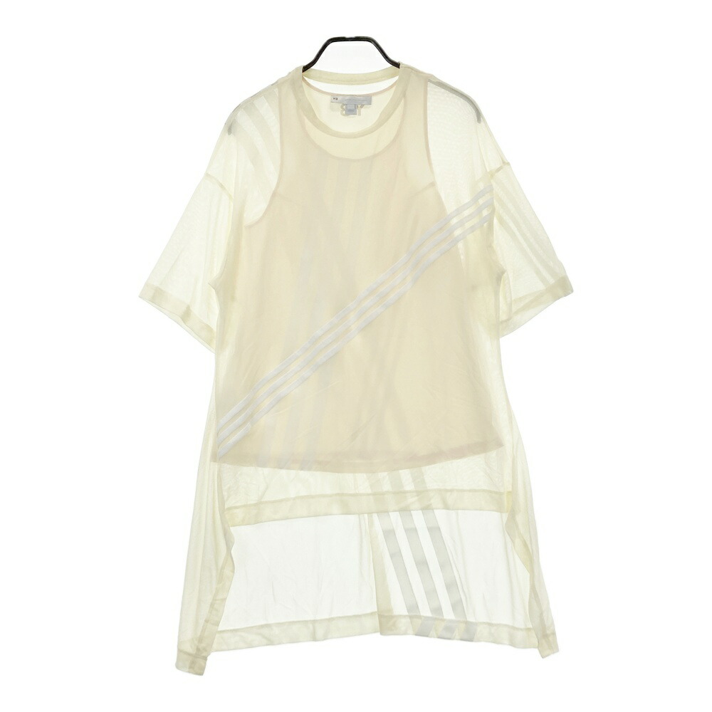 Y-3 ワイスリー HG6112 メッシュTシャツ MESH TEE  ベージュ系 2XS/2TP 【中古】レディース