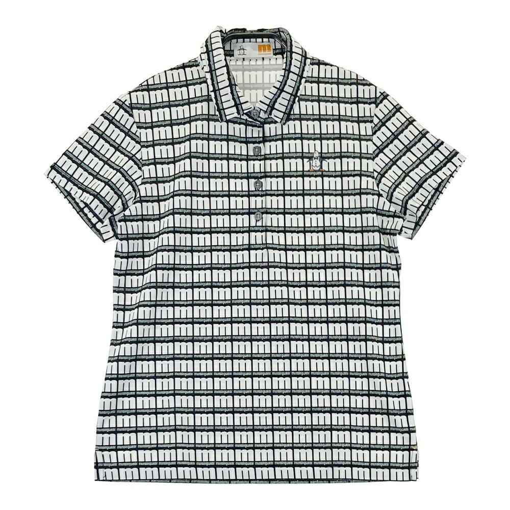 MUNSING WEAR マンシングウェア 半袖ポロシャツ 総柄 ブラック系 L 【中古】ゴルフウェア レディース
