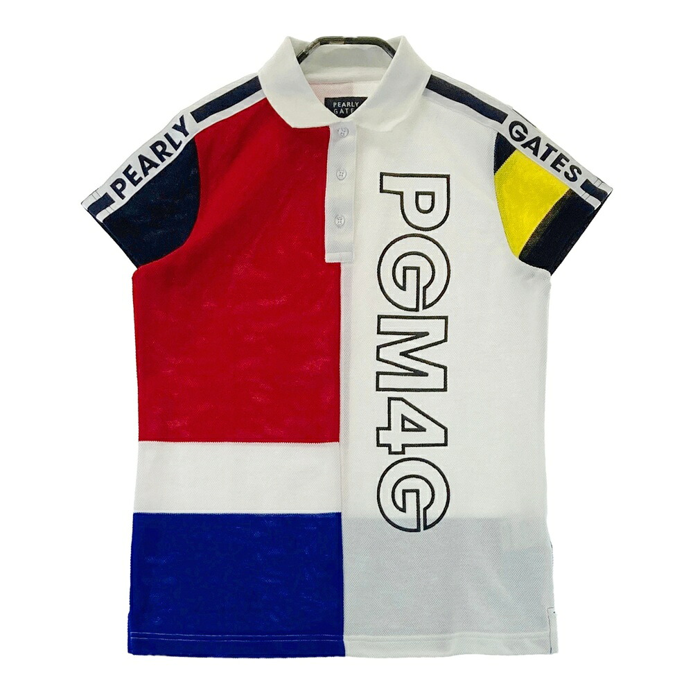PEARLY GATES パーリーゲイツ 半袖ポロシャツ 総柄 ホワイト系 1 【中古】ゴルフウェア レディース