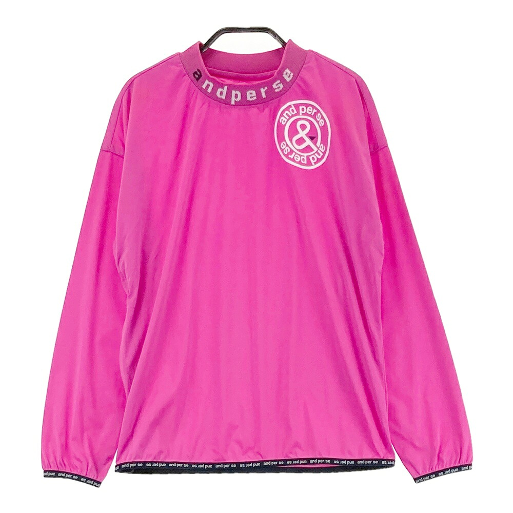 AND PER SE アンパスィ モックネック 長袖ナイロンTシャツ ピンク系 M 【中古】ゴルフウェア レディース