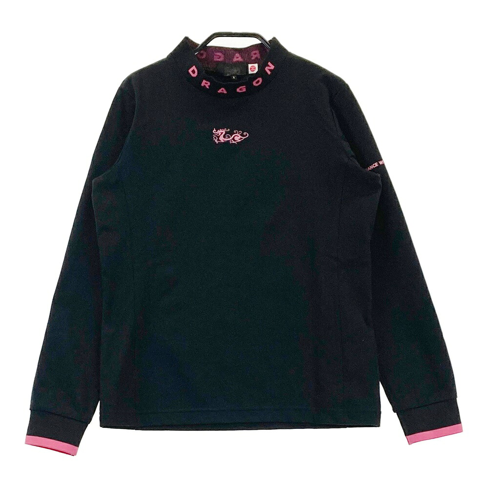 DANCE WITH DRAGON ダンスウィズドラゴン 2024年モデル ハイネック 長袖Tシャツ ブラック系 2 【中古】ゴルフウェア レディース