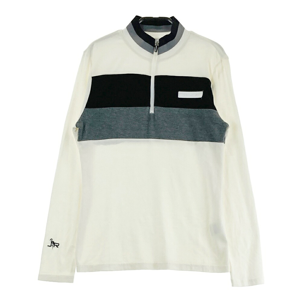 JUN&ROPE ジュン アンド ロペ ハーフジップ長袖Tシャツ ホワイト系 S 【中古】ゴルフウェア レディース