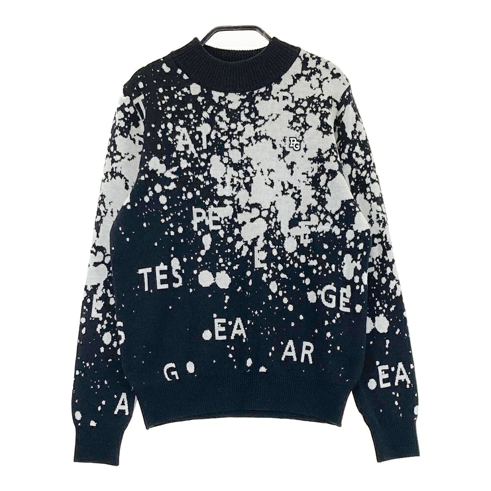 PEARLY GATES パーリーゲイツ 2025年模範例 ハイネック 編み物スウェーター 総柄 黒いこと系 0 【中古】ゴルフ御召しもの レディース