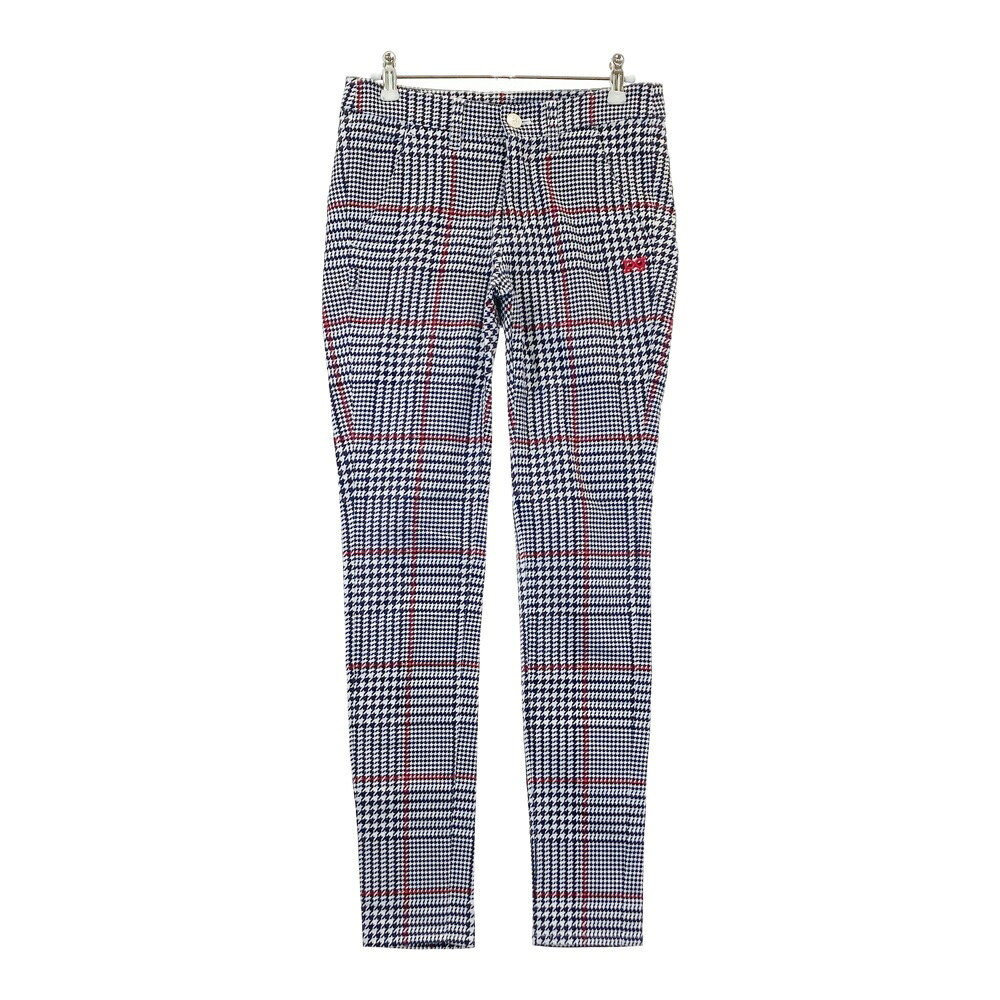 PEARLY GATES パーリーゲイツ ストレッチパンツ 千鳥 チェック柄 ブラック系 0 【中古】ゴルフウェア レディース