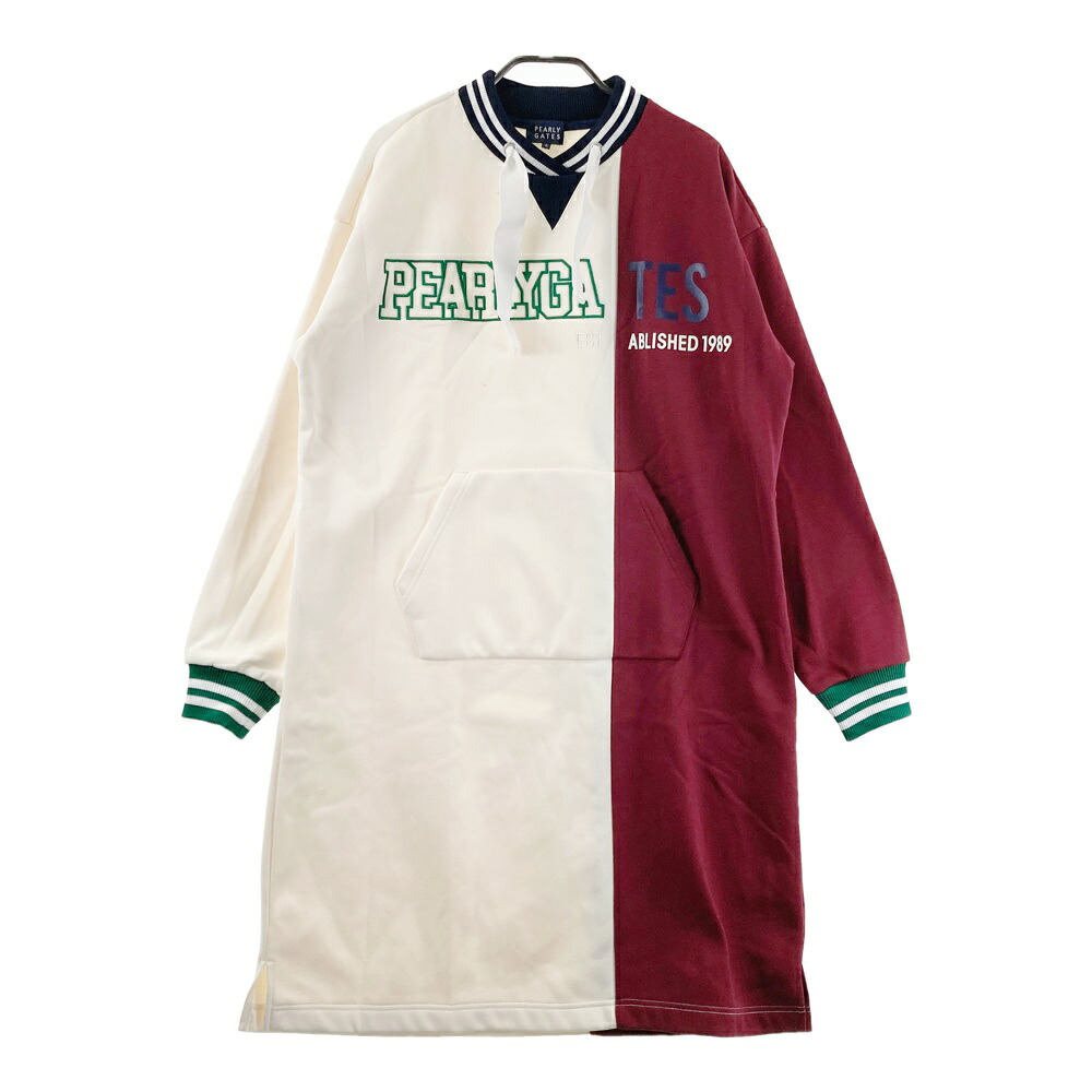 PEARLY GATES パーリーゲイツ 2024年モデル 裏起毛 スウェットワンピース ホワイト系 2 【中古】ゴルフウェア レディース